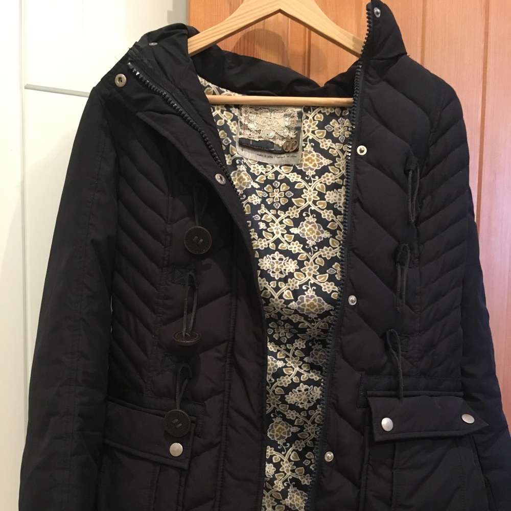 Free People parka w/ removable fur trimmed hood